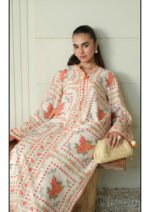 Sitting-Front-view-of-Scarlet-Veil-printed-long-2-piece-suit-by-Ethereal-Studio